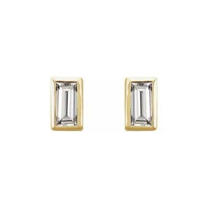 0.08ctw Mini Baguette Bezel Set Diamond Stud Earrings in Solid Gold