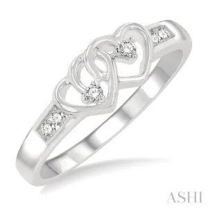 1/10 Ctw Twin Hearts Diamond Ring in 10K White Gold