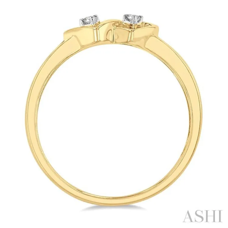 1/10 Ctw Twin Hearts Diamond Ring in 10K Yellow Gold