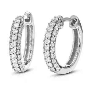 1/2 cttw Lab Grown Diamond Three Row Hoop Earring Sterling Silver