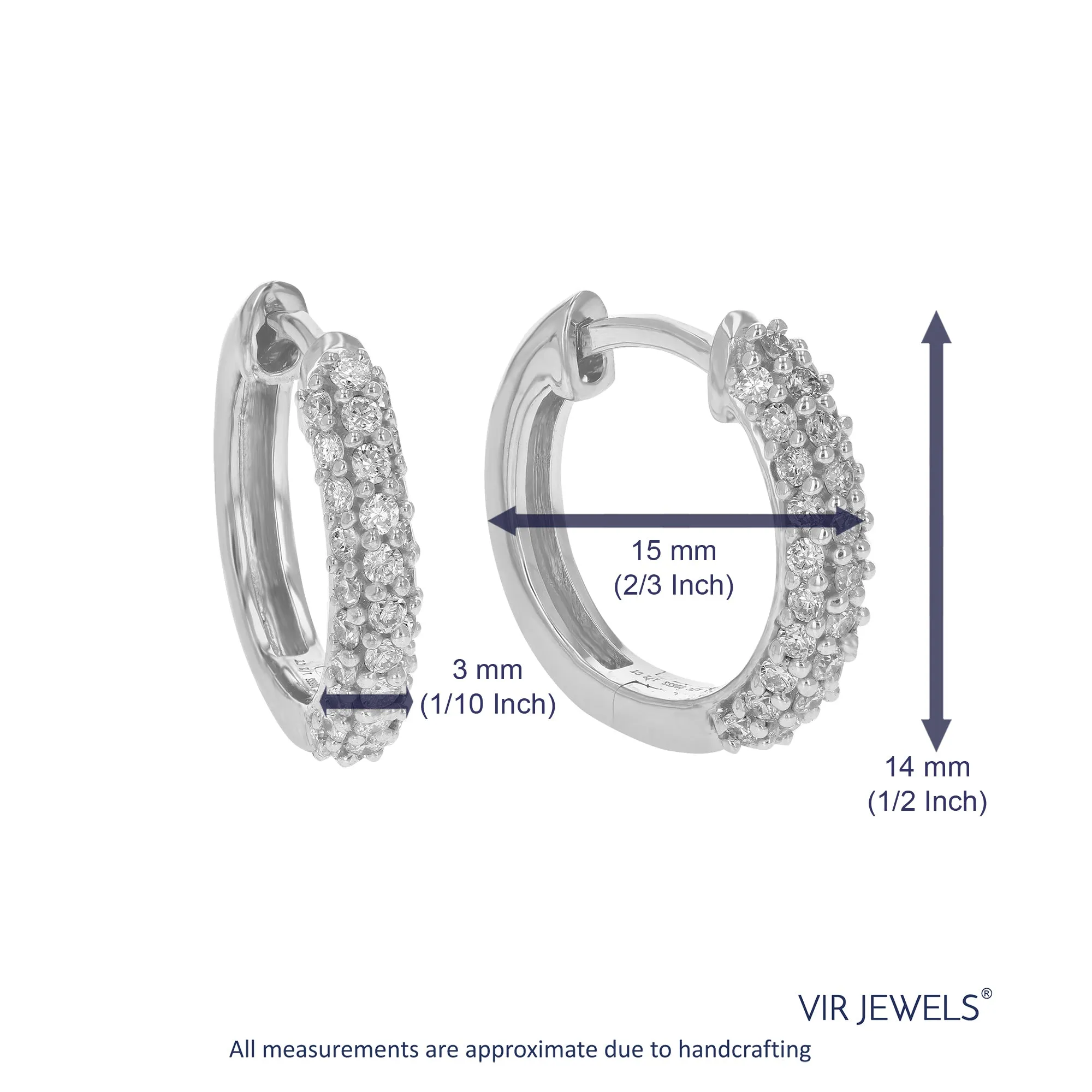 1/2 cttw Lab Grown Diamond Three Row Hoop Earring Sterling Silver