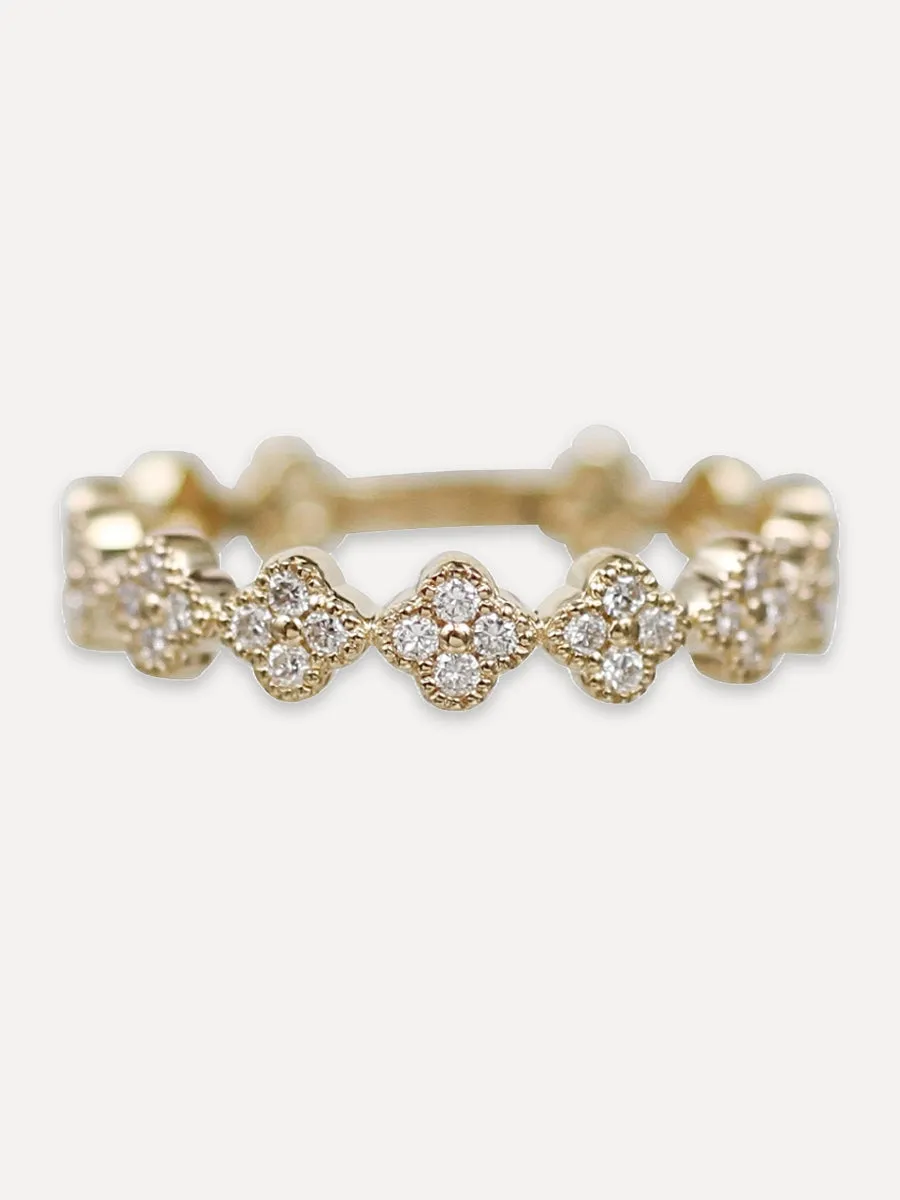 14K Diamond Floret Band