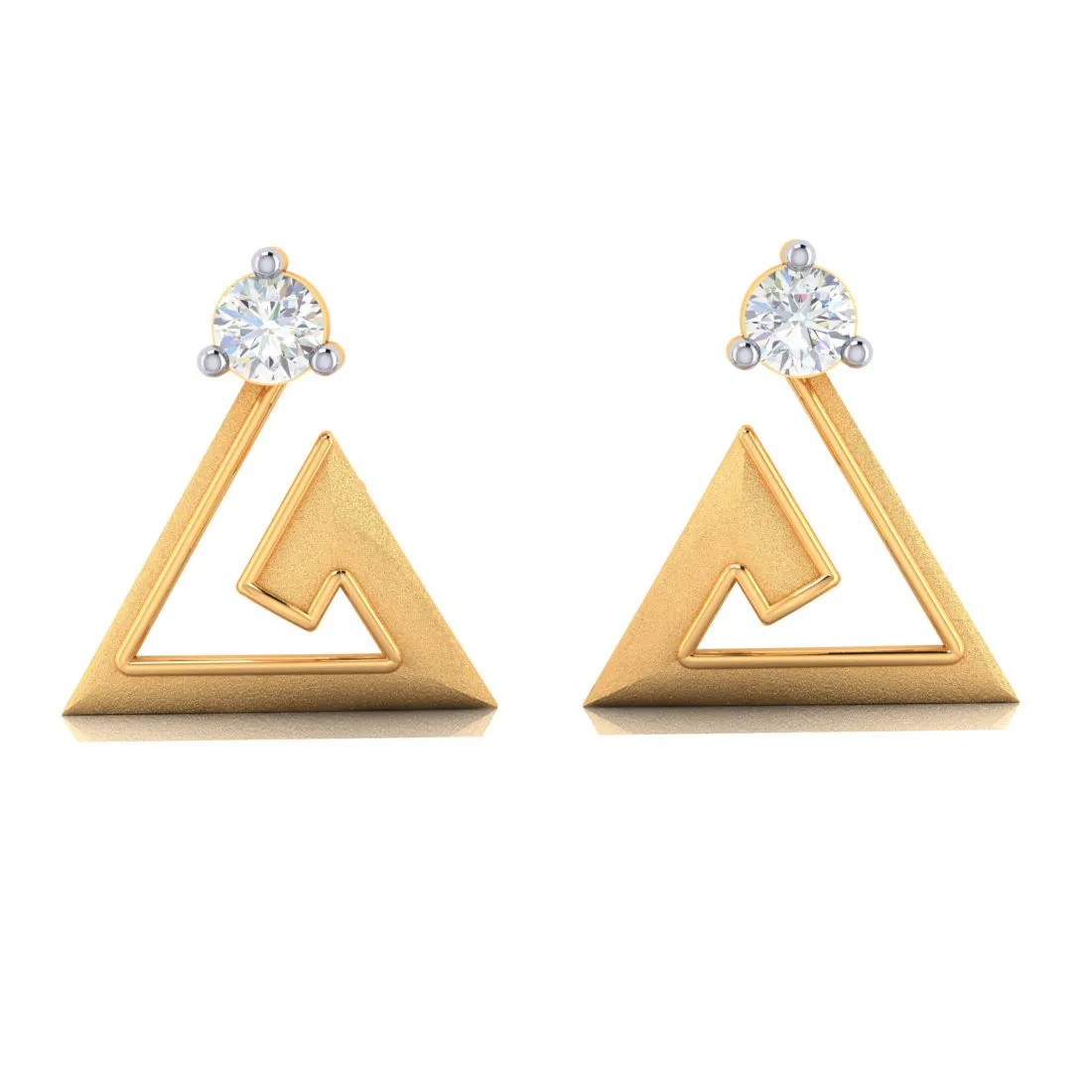 14k Elegant Shaped American Diamond Gold Earrings