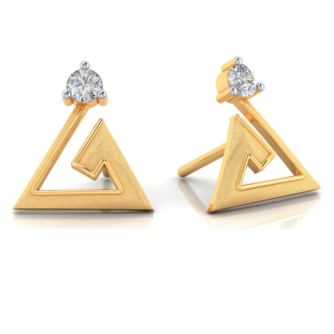 14k Elegant Shaped American Diamond Gold Earrings