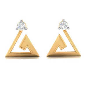 14k Elegant Shaped American Diamond Gold Earrings