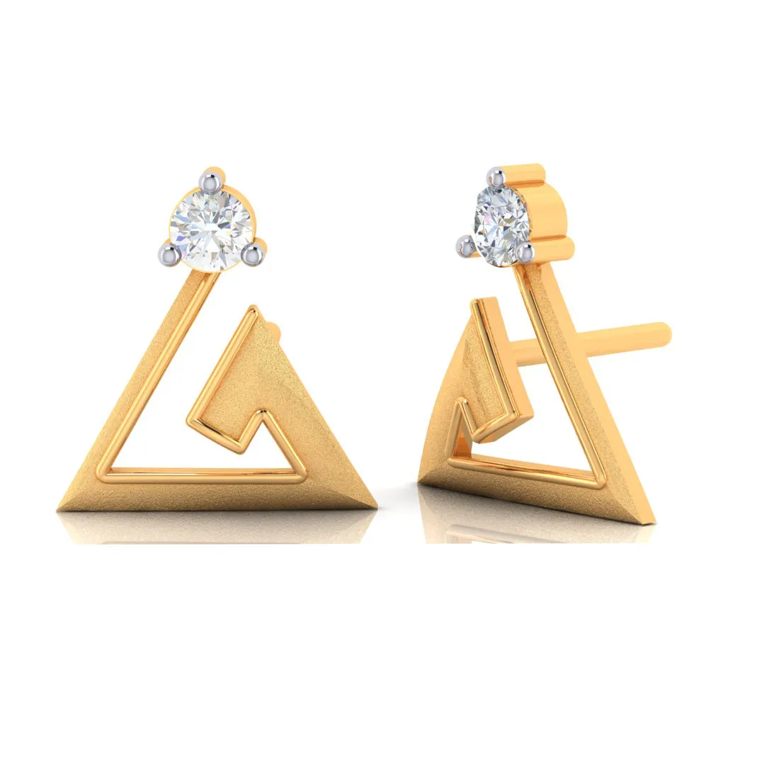 14k Elegant Shaped American Diamond Gold Earrings