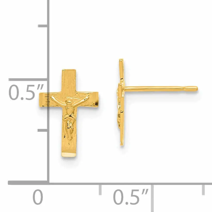 14k Madi K Crucifix Post Earrings