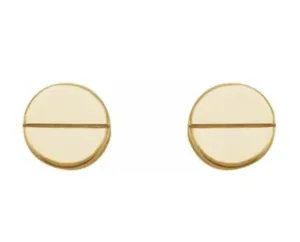 14K Round Geometric Studs