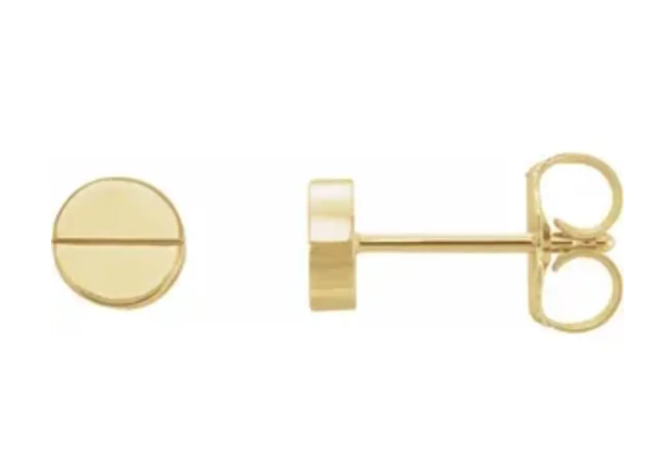 14K Round Geometric Studs