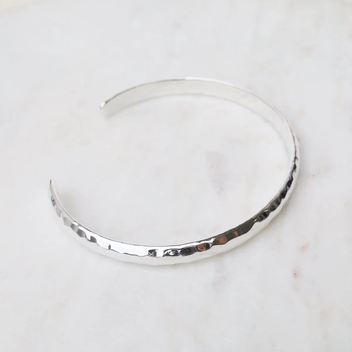 1/4" Simple Hammered Sterling Silver Cuff