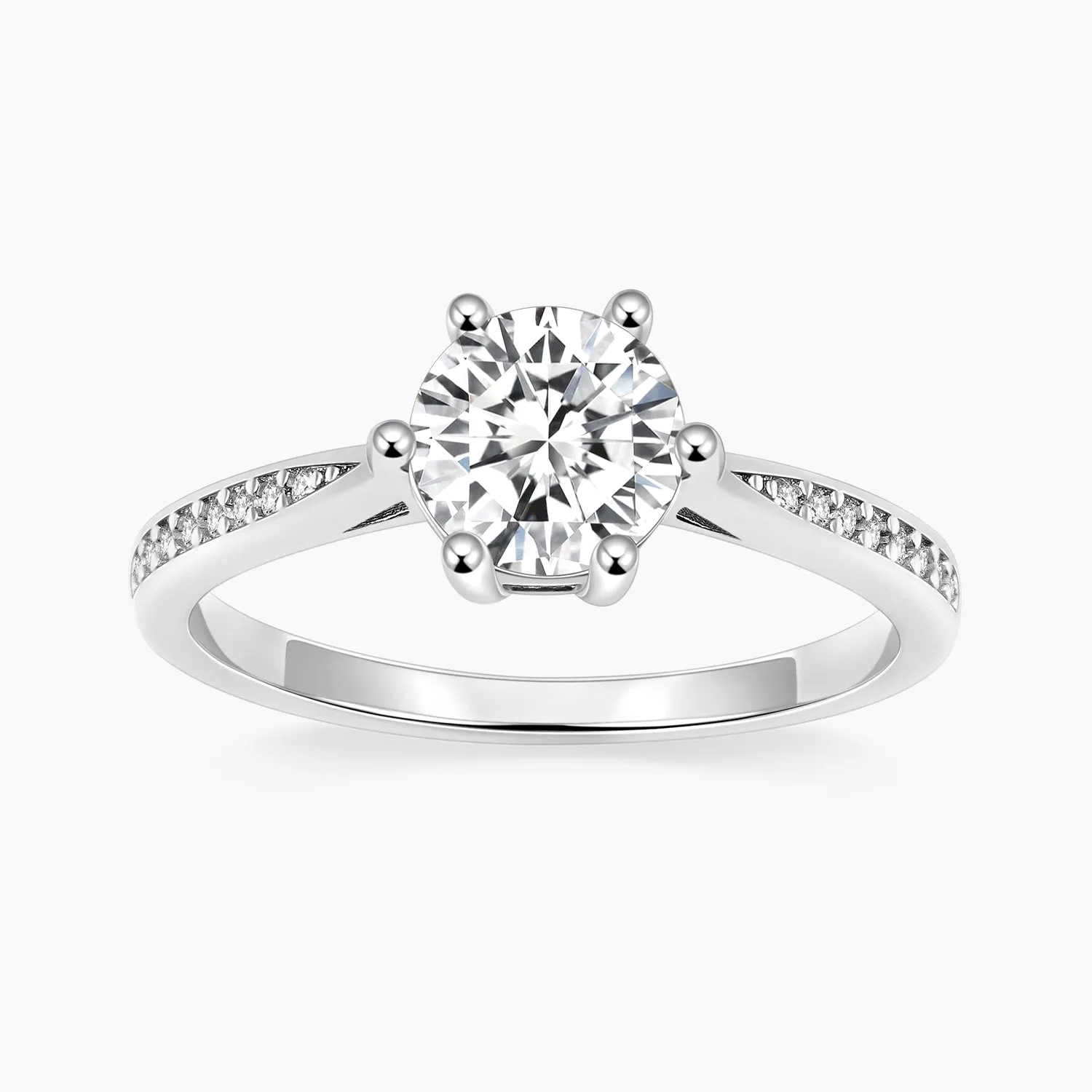 1CT Classic Round Cut Moissanite Ring for Women