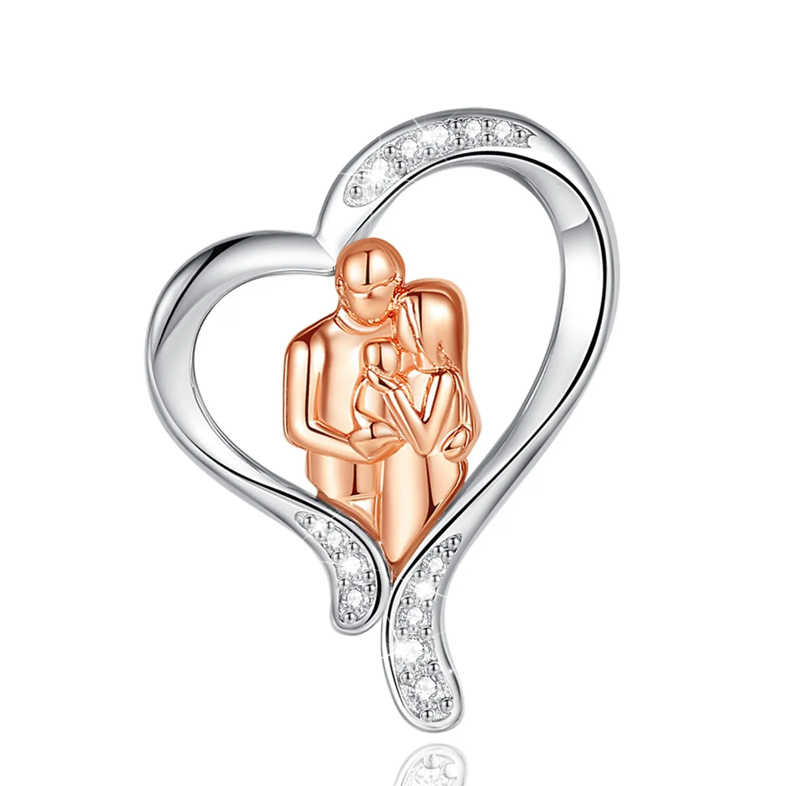 925 SilverI Mom Dad Baby Rose Gold Pendant Family Embraces Pure CZ Necklace Women Fashion Jewelry Mom Birthday Day Gift