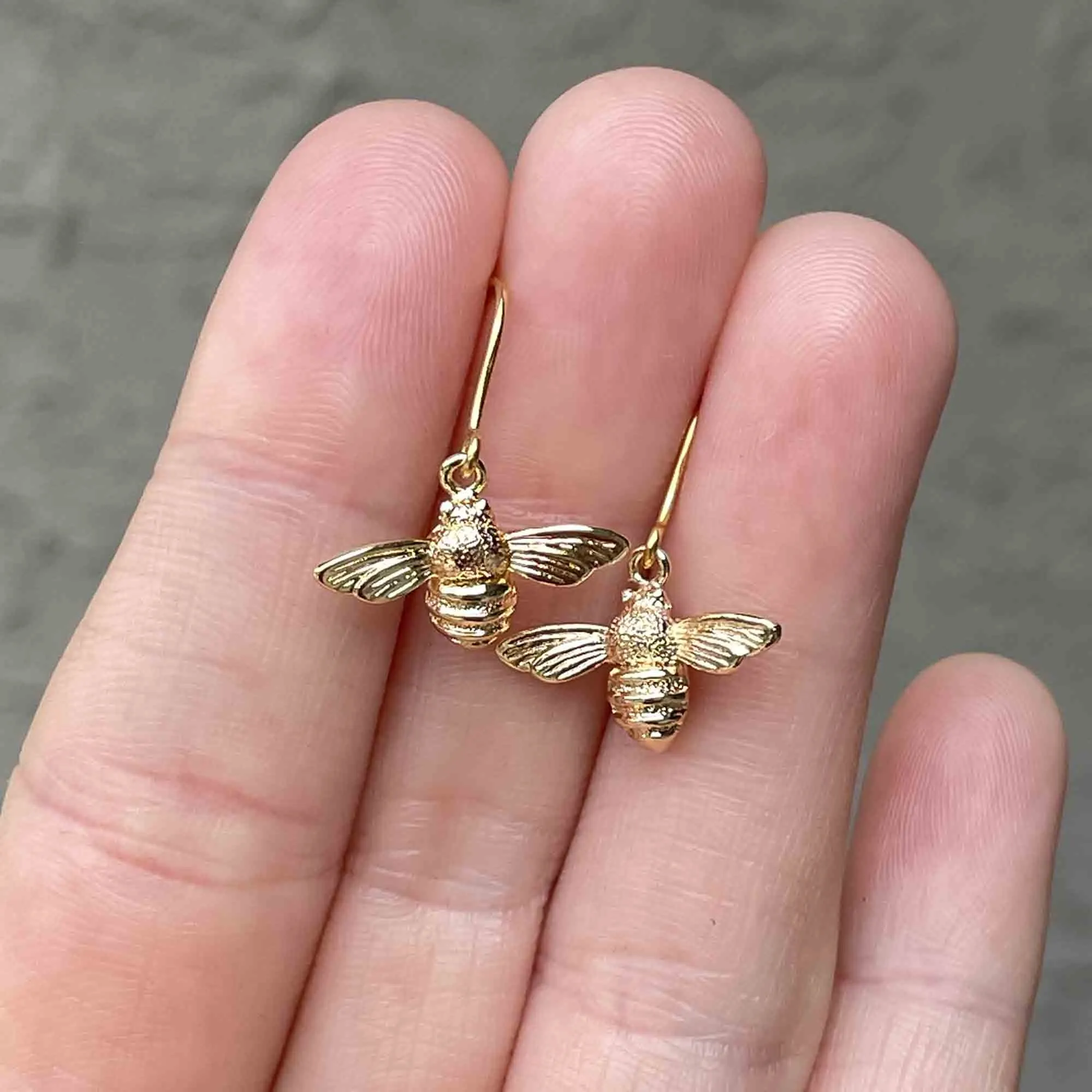 9K Gold Sterling Silver Gilt Bumble Bee Earrings