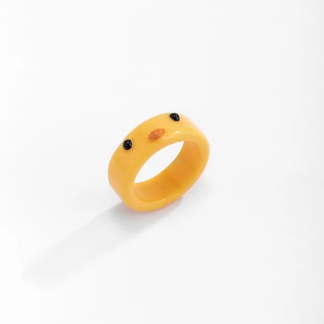 Acrylic Frog Ring Chick Resin Rings For Women Girls Simple Animal Aesthetic Jewelry Friendship Rings Greative Party Travel Gifts