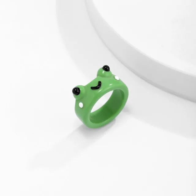 Acrylic Frog Ring Chick Resin Rings For Women Girls Simple Animal Aesthetic Jewelry Friendship Rings Greative Party Travel Gifts