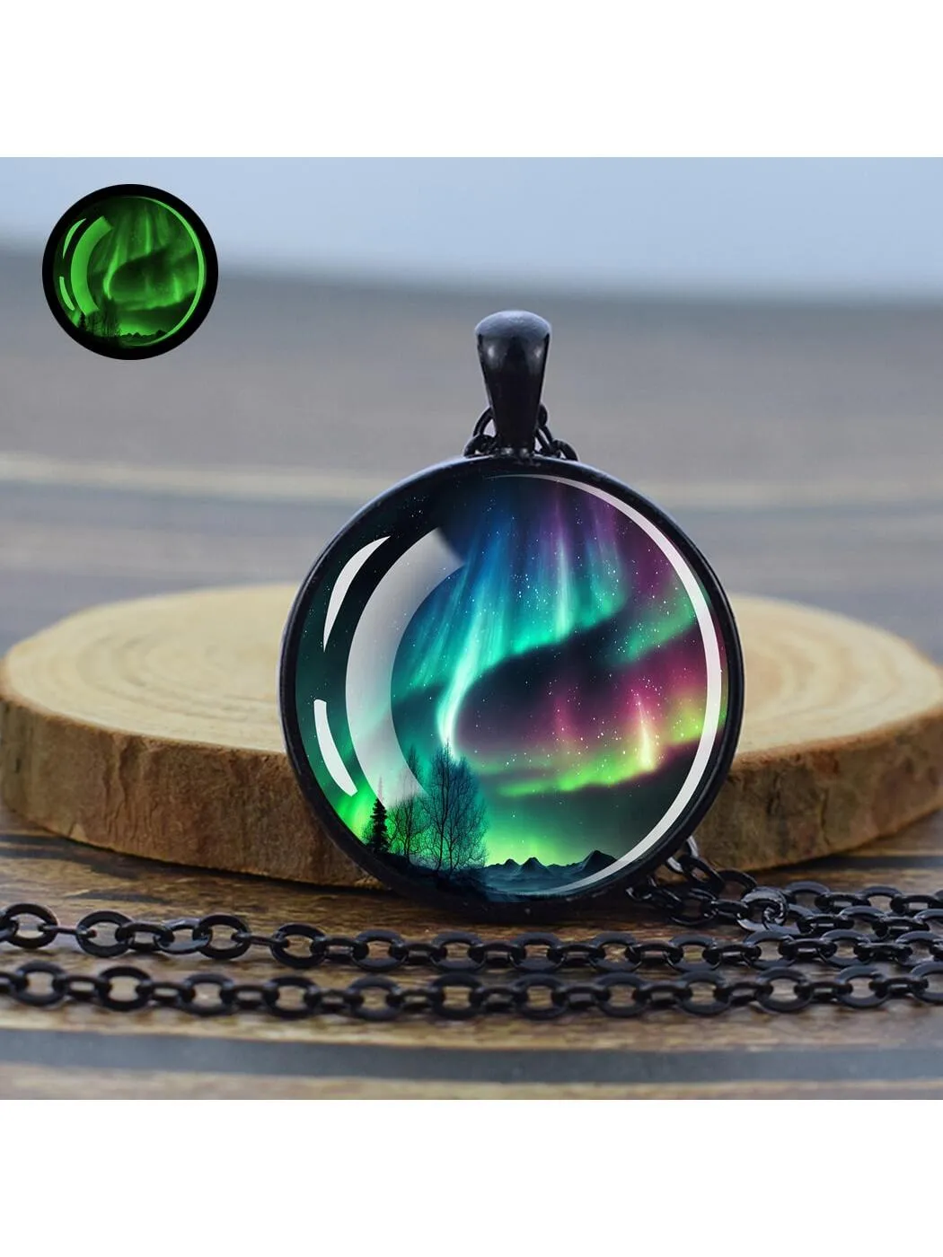 Aurora Creative Glow In The Dark Glass Pendant Necklace Night Light Jewelry