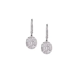 BAGUETTE & ROUND DIAMOND DROP EARRINGS