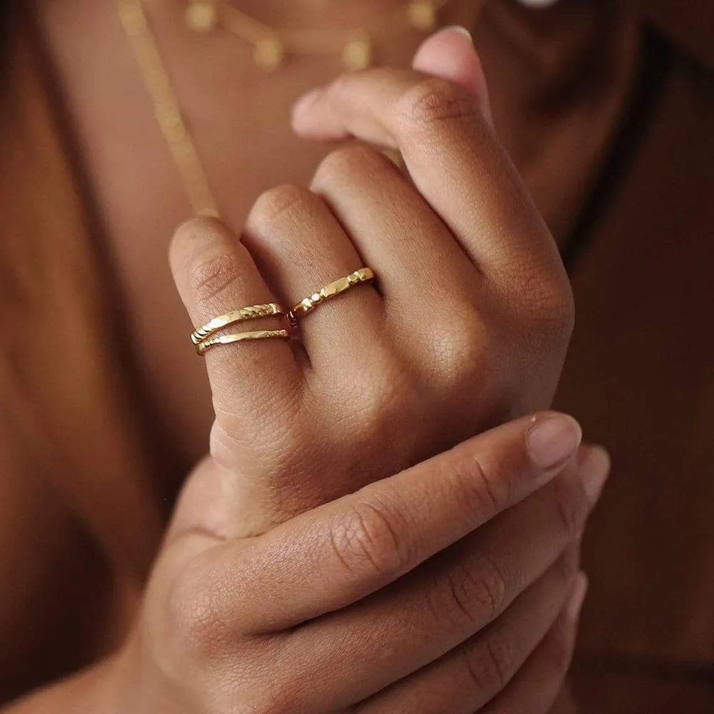 Ball & Bar Chunky Ring 18ct Gold Plate