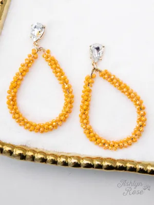 Be Around me Crystal Teardrop Earrings, Orange