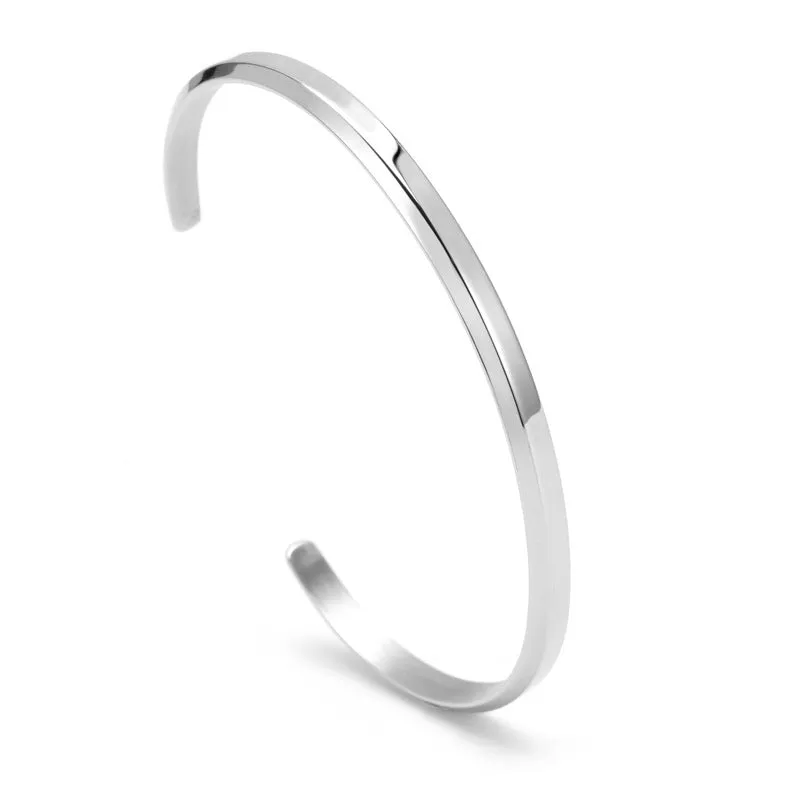 Bevel Fashion 18K Simple C Shape Titanium Steel Bracelet