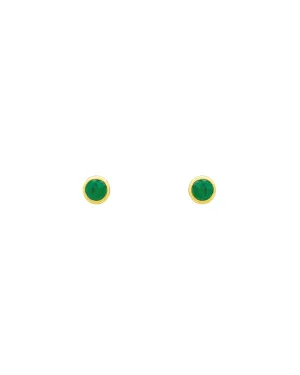 Bezel Emerald Studs | 5mm