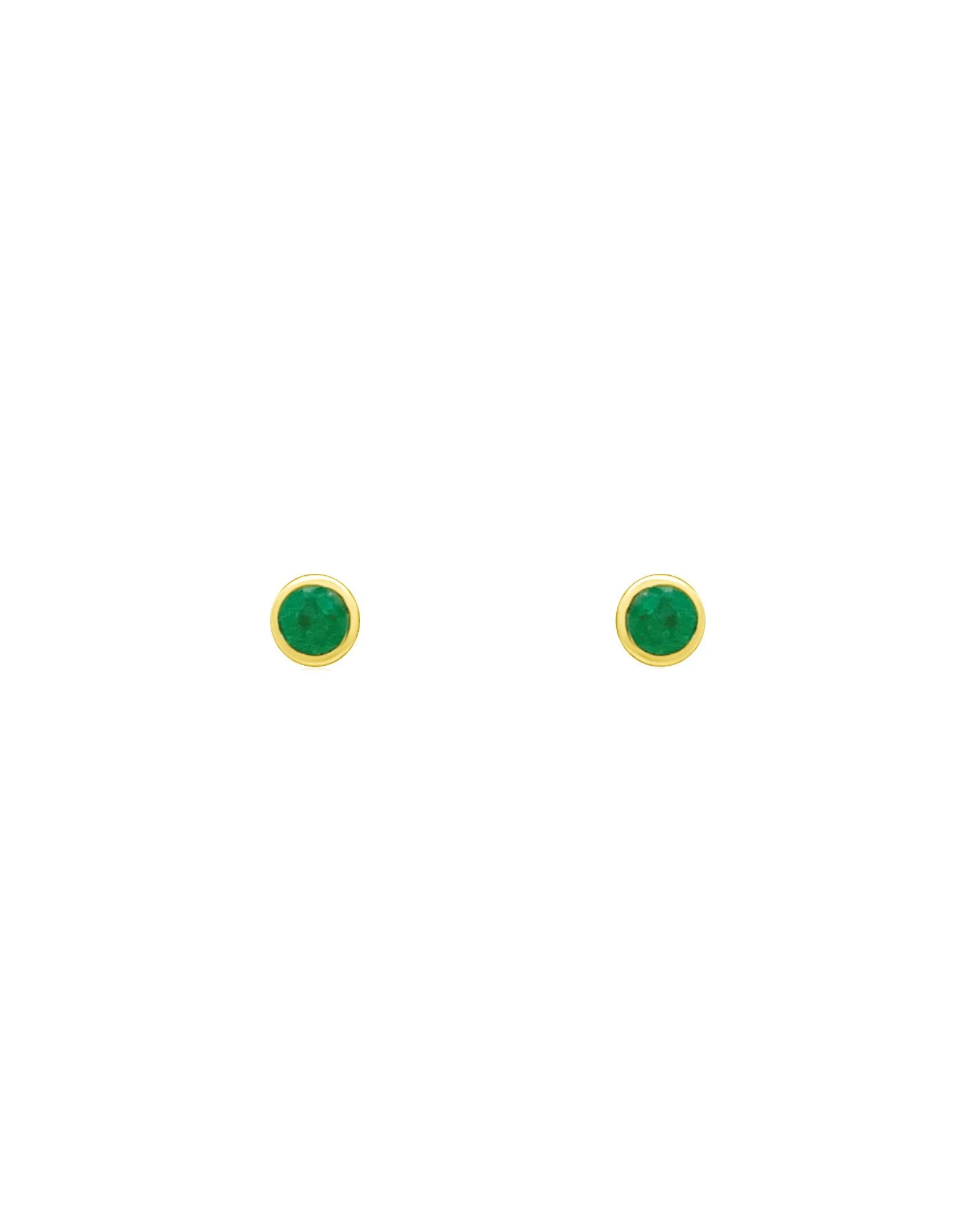 Bezel Emerald Studs | 5mm