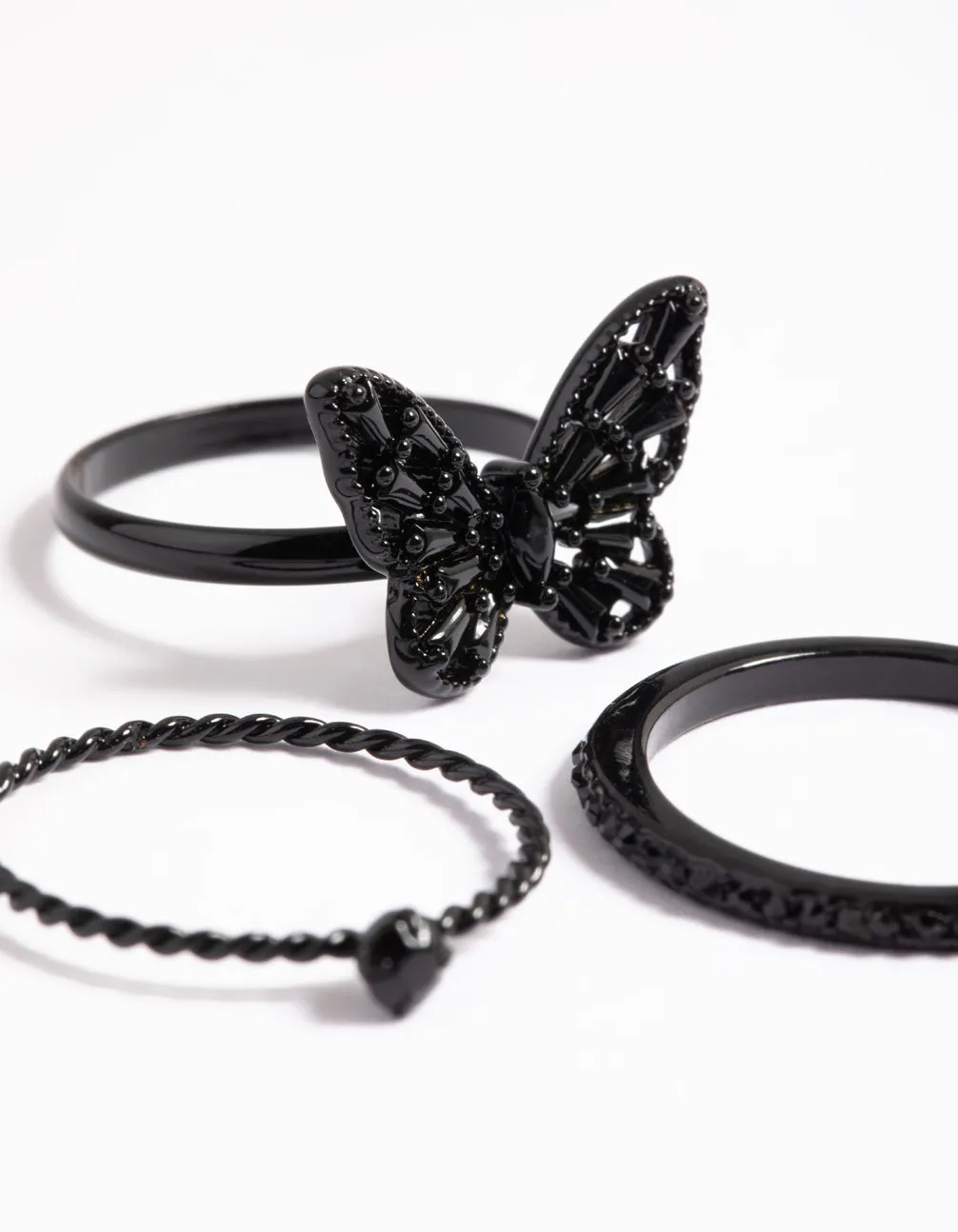 Black Butterfly Ring Pack