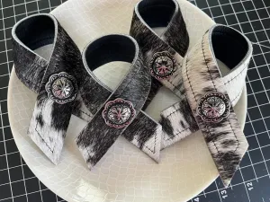 Black White Cowhide & Concho Napkin Rings