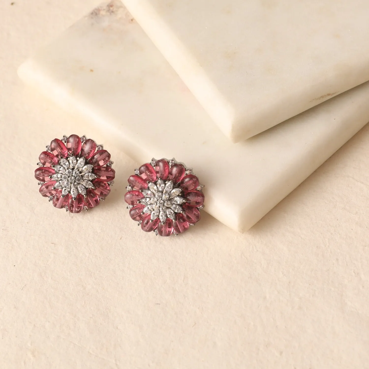 Blush Floral CZ Studs