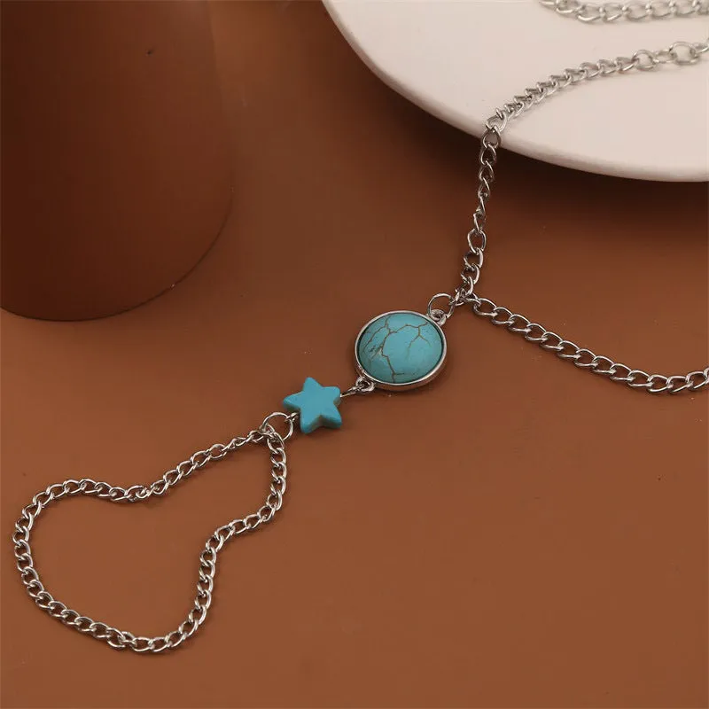 Bohemian Simple Turquoise Chain Finger Chain Women