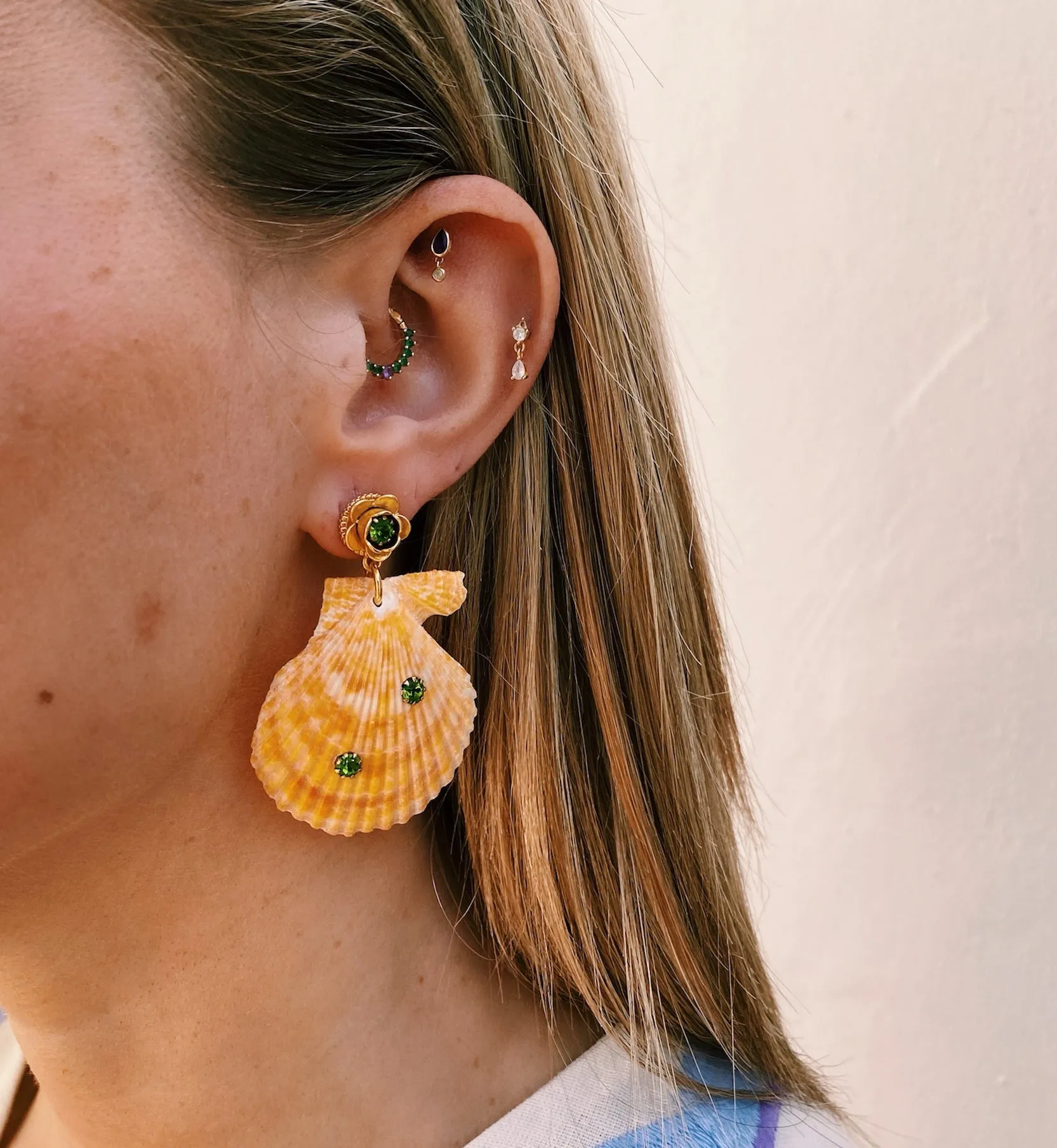 Brinker   Eliza On Holiday Orange Shell Earrings