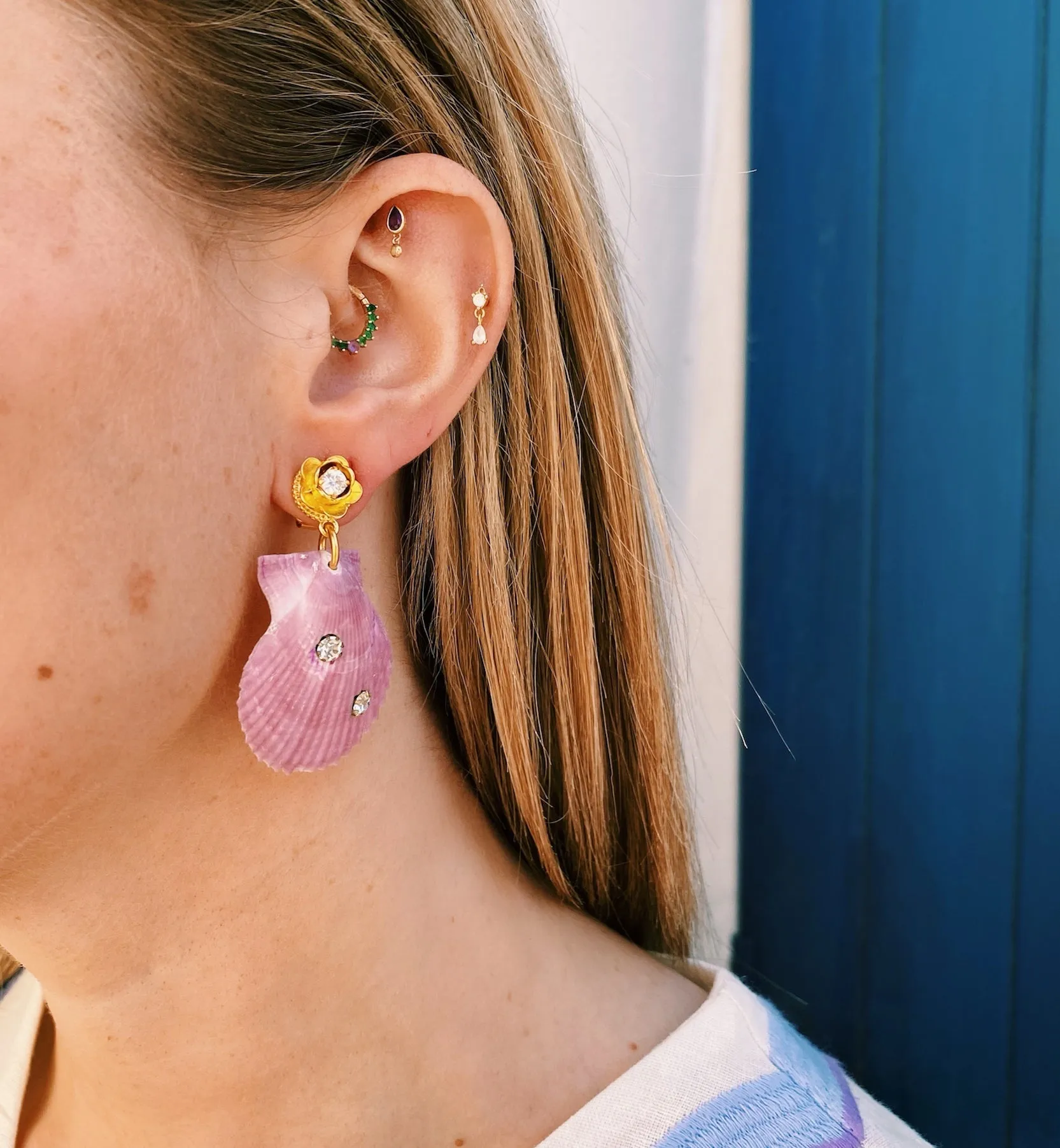 Brinker   Eliza On Holiday Pink Shell Earrings