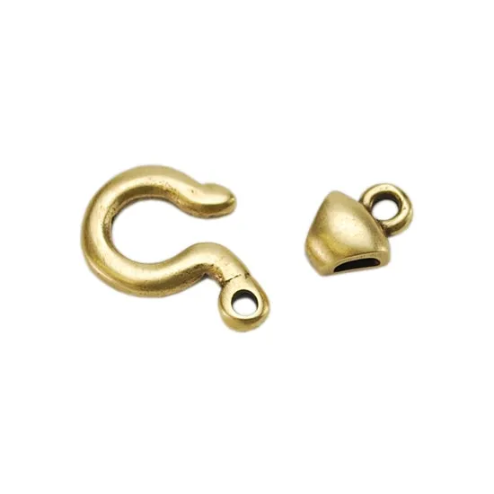 Bronze Plate Hook & Eye Clasp - Tiny Tubular 19.9mm x 10.3mm - 1 Set