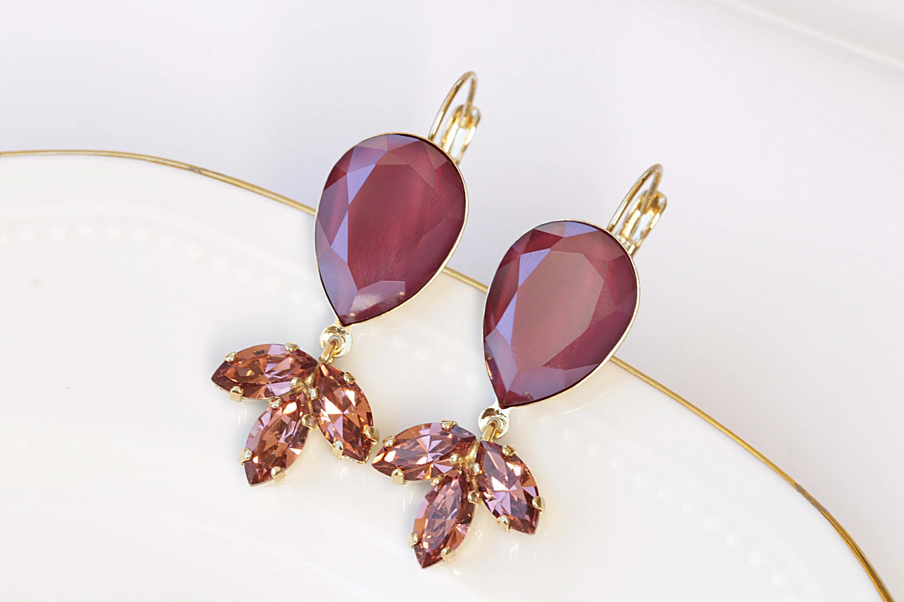 Burgundy Drop Earrings