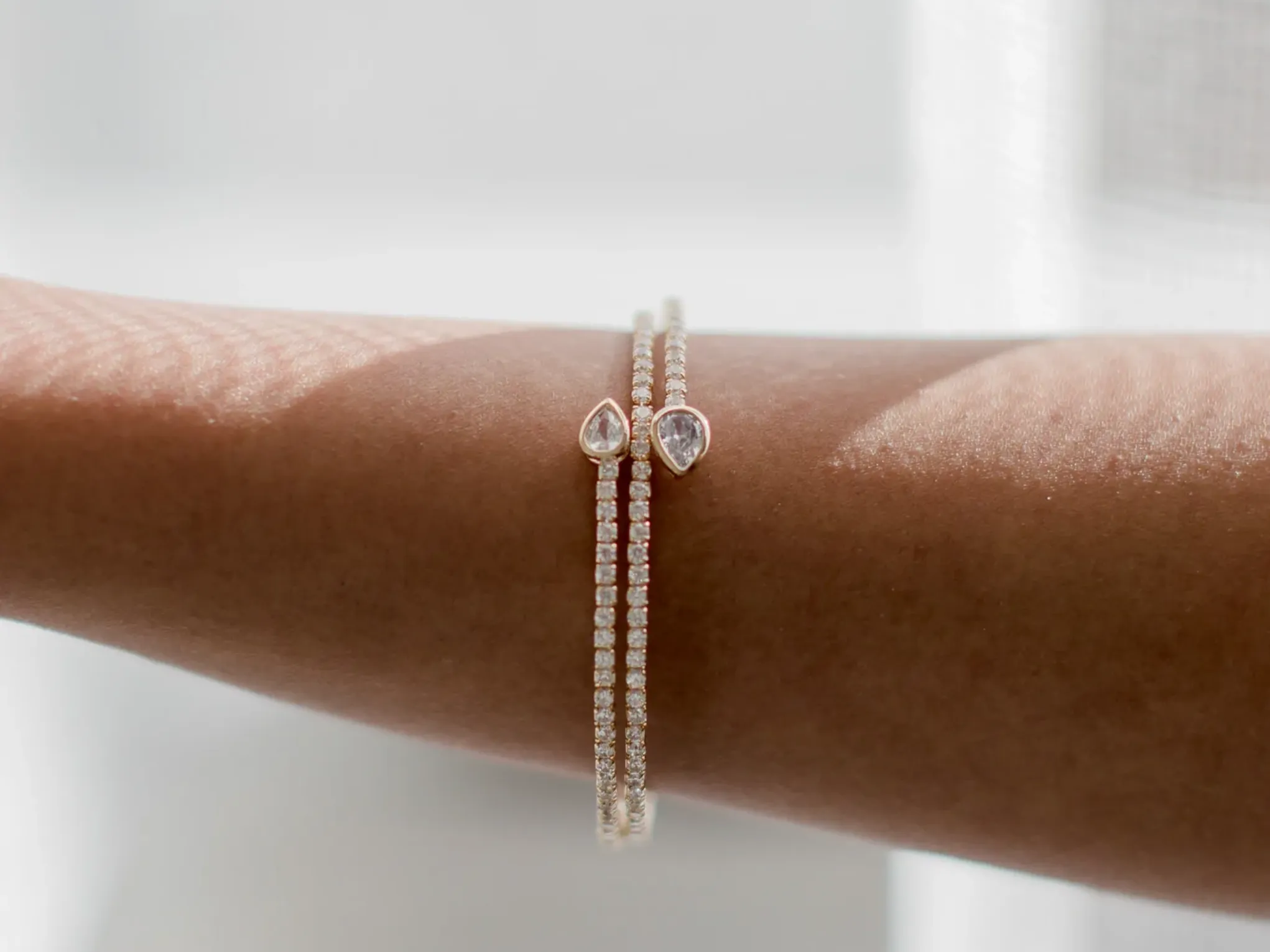 Caitlin - Simple Crystal Bridal Bangle Bracelet