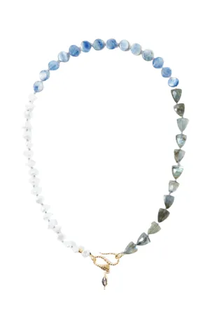 Chan Luu Pearl, Labradorite, Kyanite, Hypersthene Marquise Drop Necklace