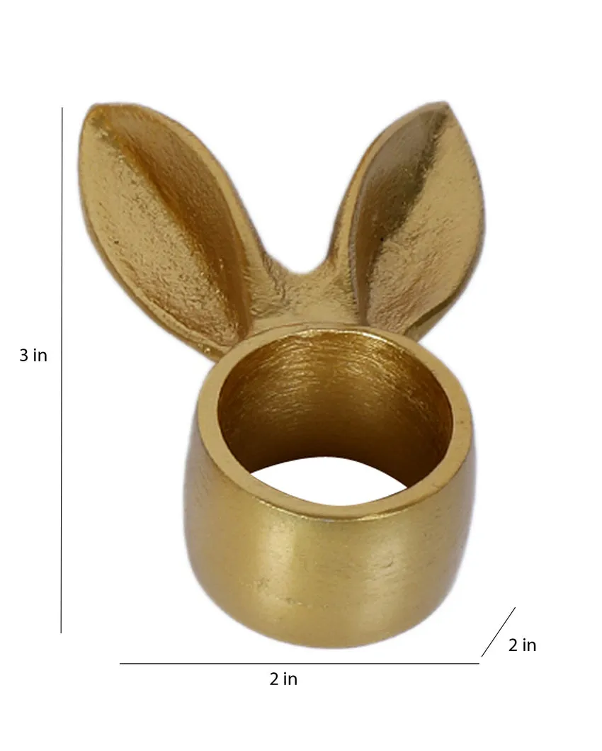 Chic Golden Bunny Napkin Ring | Set of 6 | 3 x 2 inches