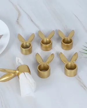 Chic Golden Bunny Napkin Ring | Set of 6 | 3 x 2 inches