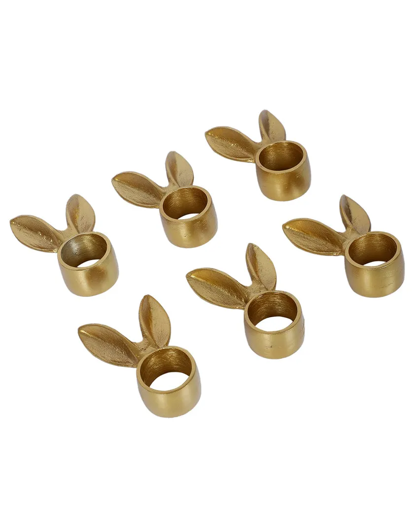 Chic Golden Bunny Napkin Ring | Set of 6 | 3 x 2 inches