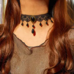 Choker Crystal Creative Personality Gothic Lace Retro Layered Necklace