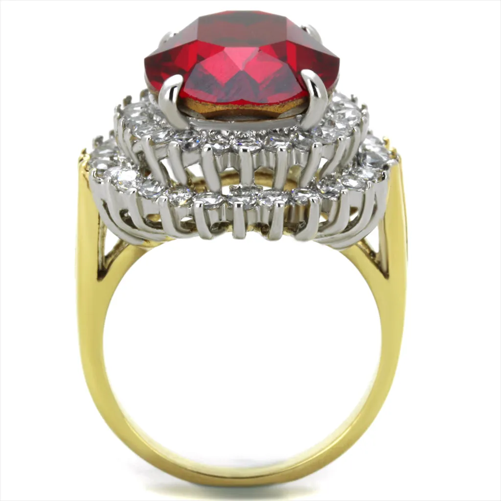 CJE1893 Siam Red Crystal Gold Plated Ring