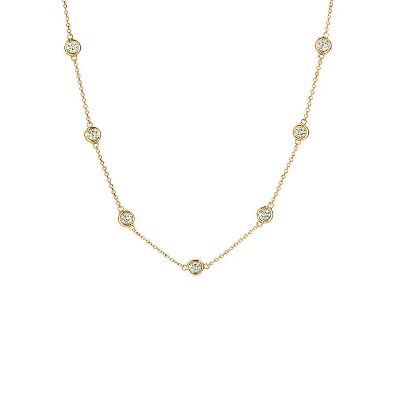 Classic Bezel Station Diamond Necklace 1/3ct