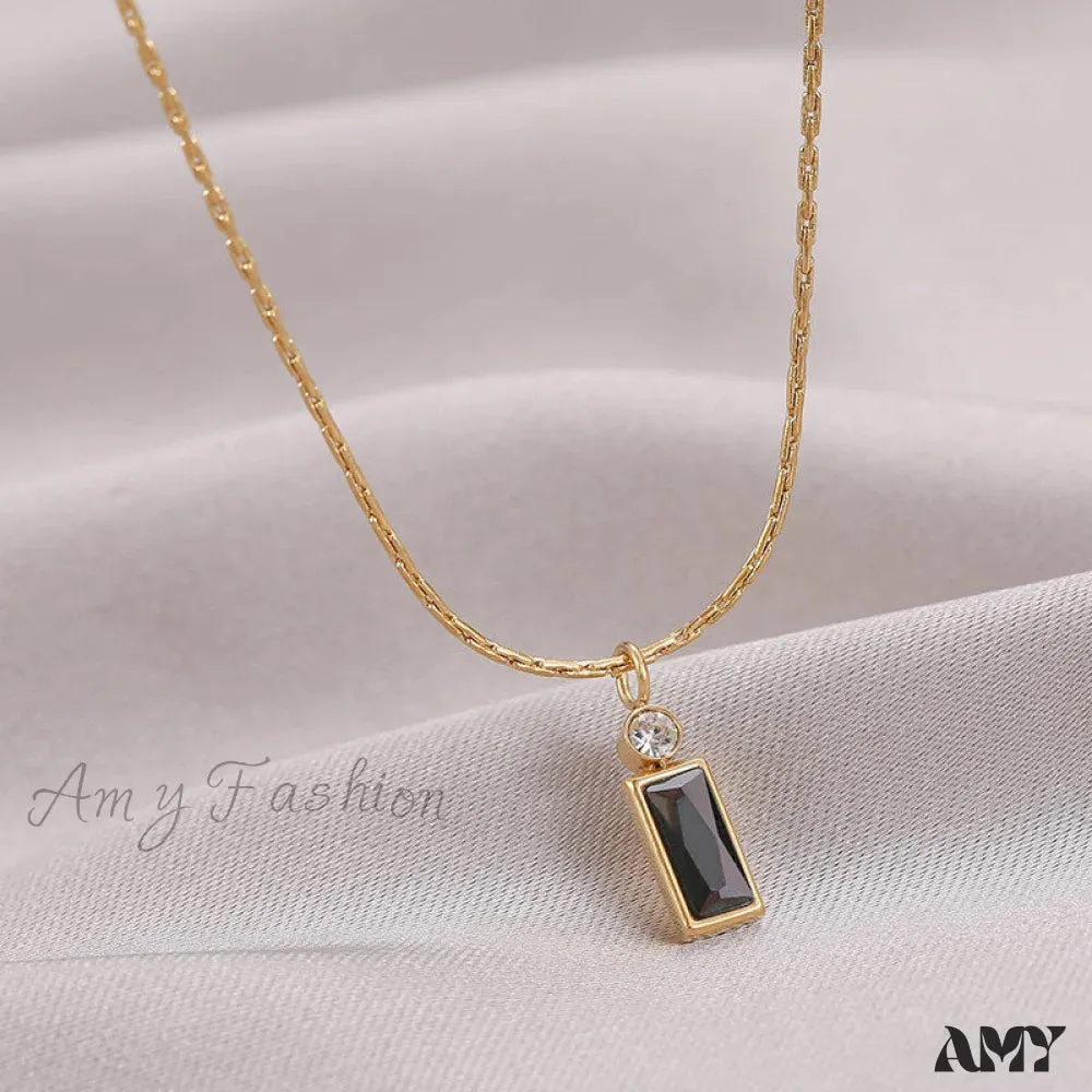 Classic Style Mini Rectangular Shining Zircon Necklaces