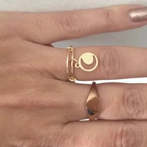 Clover 24k Gold Plated Moon Ring with Moon Pendant | Golden Ring