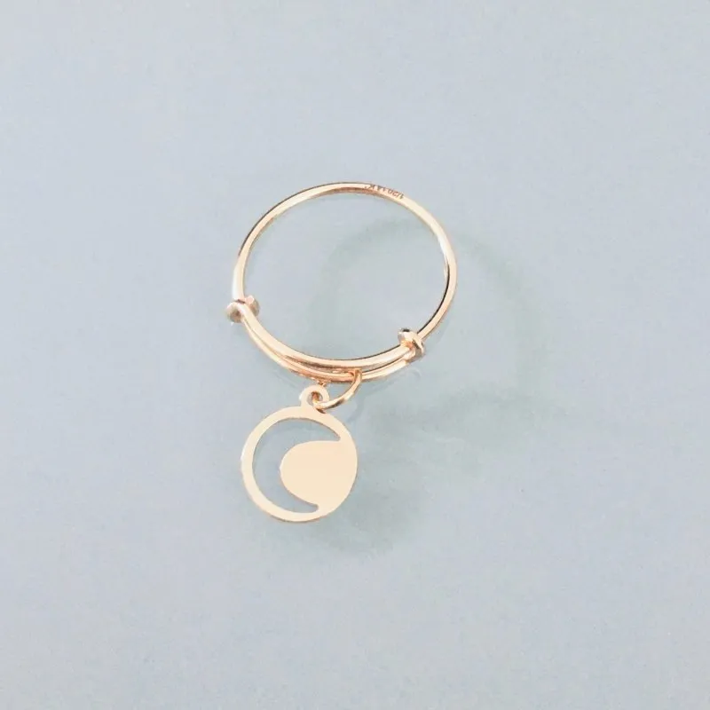 Clover 24k Gold Plated Moon Ring with Moon Pendant | Golden Ring