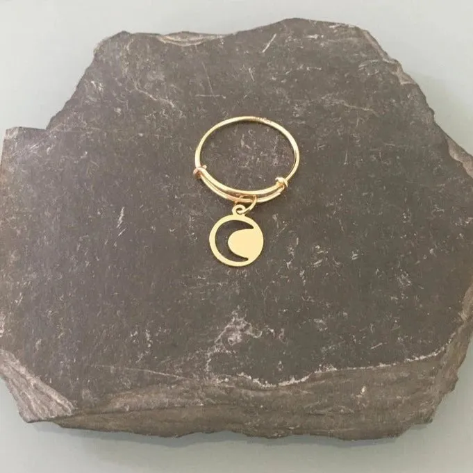 Clover 24k Gold Plated Moon Ring with Moon Pendant | Golden Ring