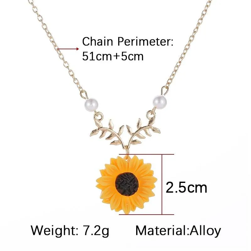 Creative Sunflower Pendant Necklace Vintage Fashion Jewelry Necklaces for Women