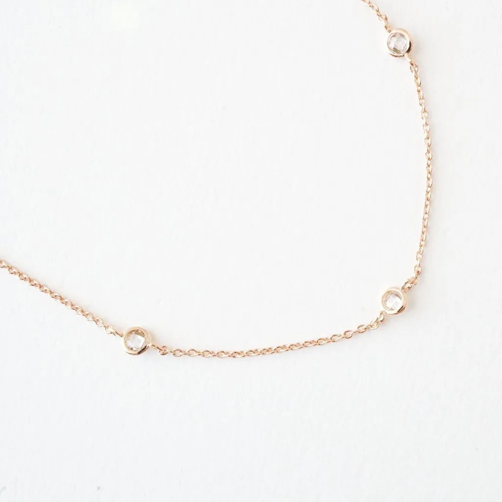 Crystal Bezel Trio Necklace