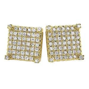 Custom Micro Pave Earrings Gold CZ Cube