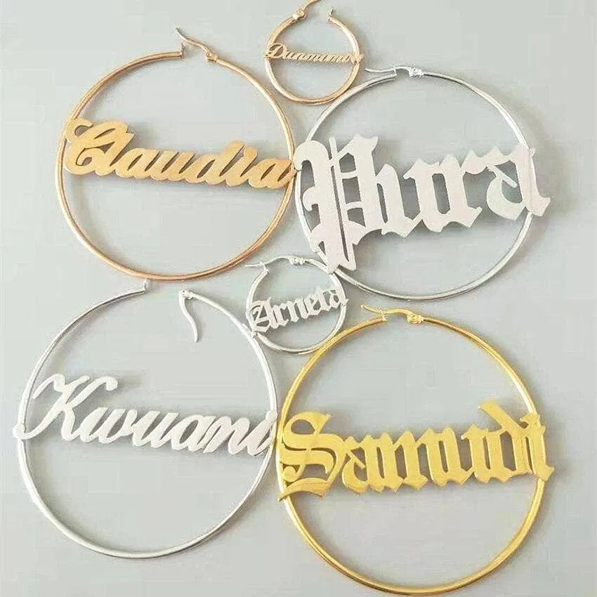 Custom Name Big Hoop Earrings